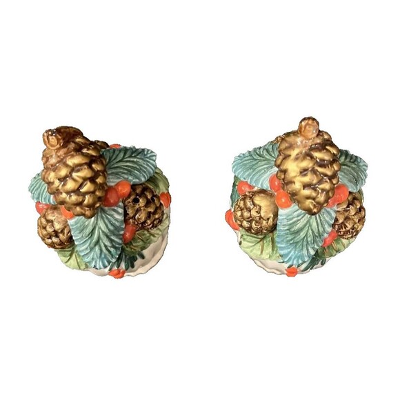 Fitz and Floyd Christmas‎ Classics HOLIDAY PINE Salt and Pepper Shaker Set. - Picture 2 of 5